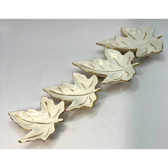 Vtg 1966 Hand Painted Graduiated Leaves Trinket Dishes - Picture 3 of 5